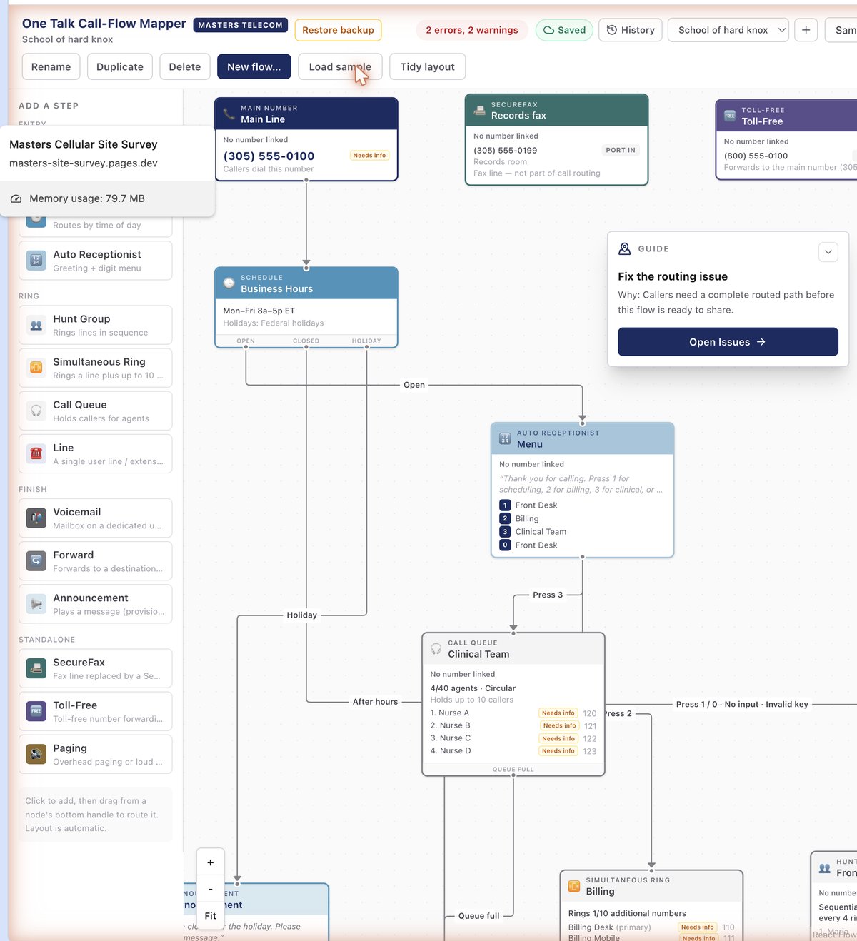 One Talk Call-Flow Designer — visual call-flow builder for Verizon One Talk